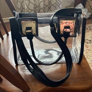 Transparent Black Trim Tote Bag